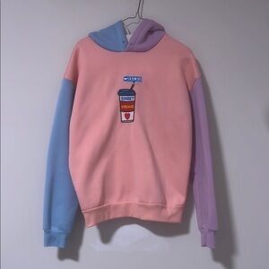 ROMWE Pink and Purple Crew Neck Sweater with Graphic Design